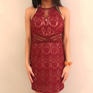 ✨CITY STUDIO✨Sparkly High-Neck Open Back Red Dress